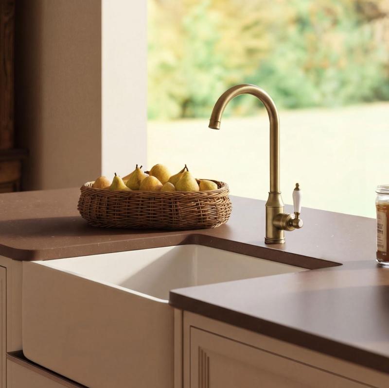 Aquanello Heritage Manor Robinet de cuisine classique et nostalgique, couleur bronze BN-9001-HM