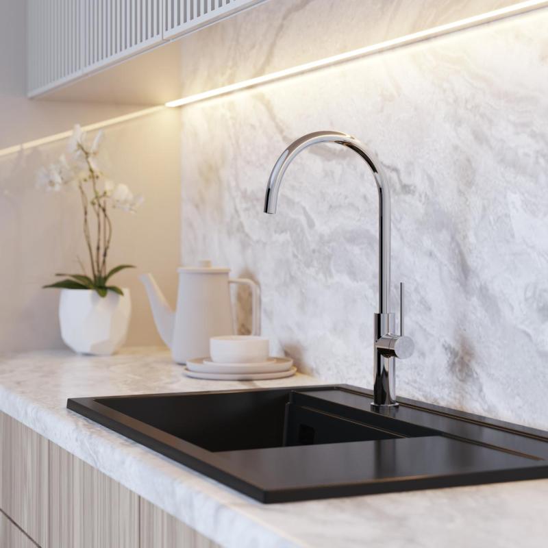 Graniteland Vira Slim Mitigeur de cuisine chromé avec bec pivotant 1208972625