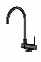 Aquanello Forma Robinet de cuisine à bec rabattable en acier inoxydable massif, noir BL-1012-FM