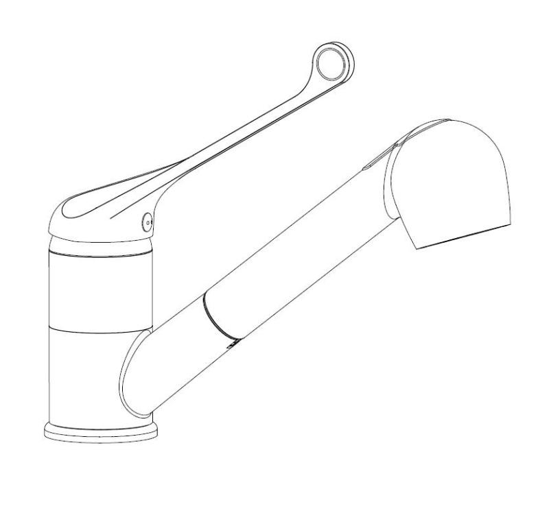 Aquanello Medic Mitigeur de cuisine à long levier et bec extractible, chrome CR-1006-MD