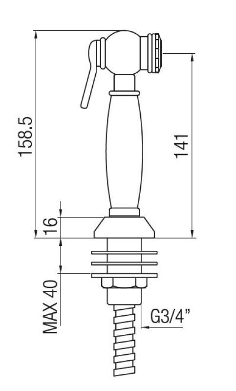 PB Douchette de cuisine rétractable au style classique et nostalgique, finition chromée