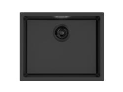 Pure.Sink Eternal Évier Quartz noir 50 x 40 cm, à encastrer ou à poser, avec bouchon noir
