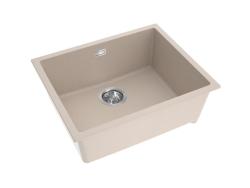 Pure.Sink Eternal Évier Quartz Beige 50 x 40 cm, à encastrer ou à poser, avec bonde en acier inoxydable