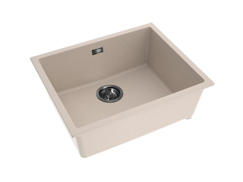 Pure.Sink Eternal Évier Quartz Beige 50 x 40 cm, à encastrer ou à poser, avec bonde couleur bronze