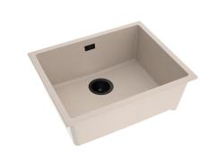 Pure.Sink Eternal Évier Quartz Beige 50 x 40 cm, à encastrer ou à poser, avec bouchon noir