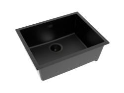 Pure.Sink Eternal Évier Quartz noir 50 x 40 cm, à encastrer ou à poser, avec bouchon automatique noir