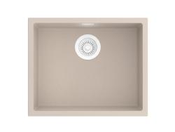 Pure.Sink Eternal Évier Quartz Beige 50 x 40 cm, à encastrer ou à poser, avec bouchon blanc automatique