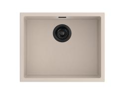 Pure.Sink Eternal Évier Quartz Beige 50 x 40 cm, à encastrer ou à poser, avec bouchon automatique noir