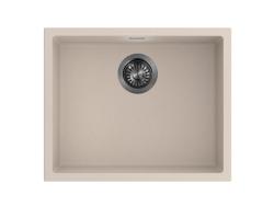 Pure.Sink Eternal Évier Quartz Beige 50 x 40 cm, à encastrer à fleur de plan de travail ou sous plan, avec bouchon couleur bronze