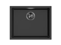 Pure.Sink Eternal Évier Quartz noir 50 x 40 cm, à encastrer à fleur ou en sous-plan, avec bouchon automatique couleur bronze