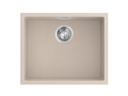 Pure.Sink Eternal Évier Quartz Beige 50 x 40 cm, à encastrer à fleur de plan de travail ou sous plan, avec bouchon automatique en acier inoxydable