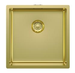 Pure.Sink Comfort Évier PVD doré 40 x 40 cm, rayon de 10 mm, pour montage sous plan, à fleur de plan et en applique PCM4040-60