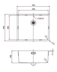 Pure.Sink Comfort Évier PVD couleur bronze 50 x 40 cm, rayon de 10 mm, pour montage sous plan, à fleur de plan et en applique PCM5040-61