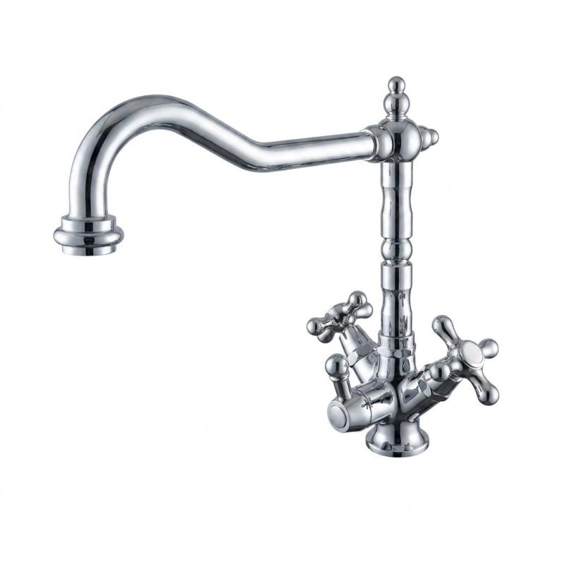 PB Robinet de cuisine nostalgique à 3 voies avec eau filtrée et boutons en forme d'étoile, chrome 1208972848