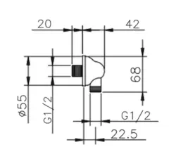 Huber Croisette Coude de raccordement pour douche Chromé 67.02H.CR