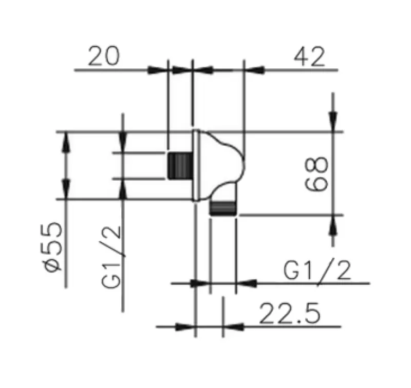 Huber Croisette Coude de raccordement pour douche Chromé 67.02H.CR