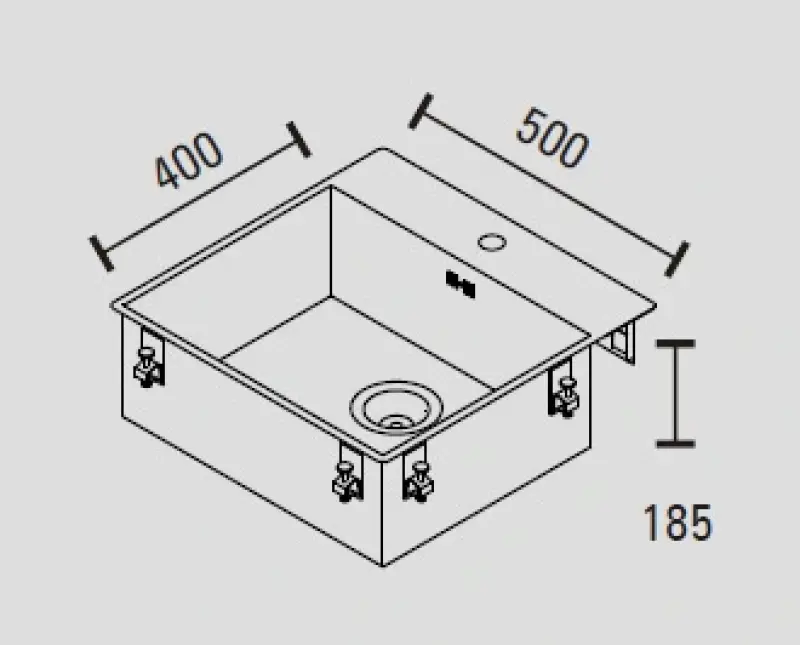ABK Baronga 50fkvi évier en inox avec banc à trou pour robinet à fleur de peau et en surface 5366-BAR50FKVI
