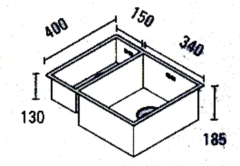 ABK Baronga 1534f évier inox à un bac et demi sous plan 5762-BAR1534f