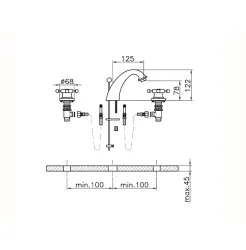 Huber Victorian 3-trous mitigeur de lavabo Chromé VT00101021